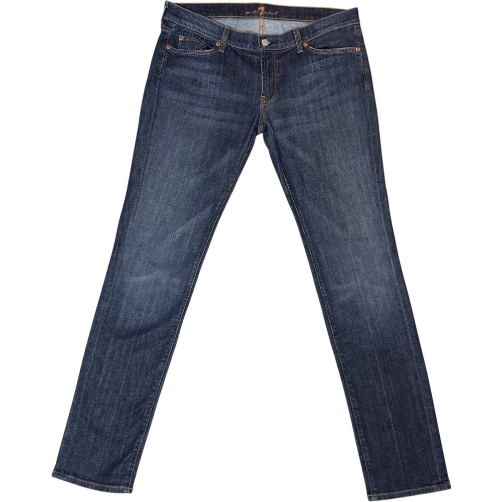 7 For All Mankind Roxanne Skinny Jeans Women's 32 Dark Wash Premium Denim - Picture 4 of 11